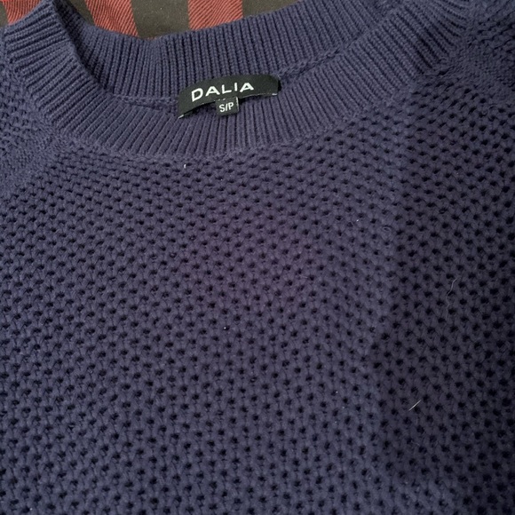 NWOT Dalia Navy Blue Waffle knit sweater dress - Picture 3 of 5